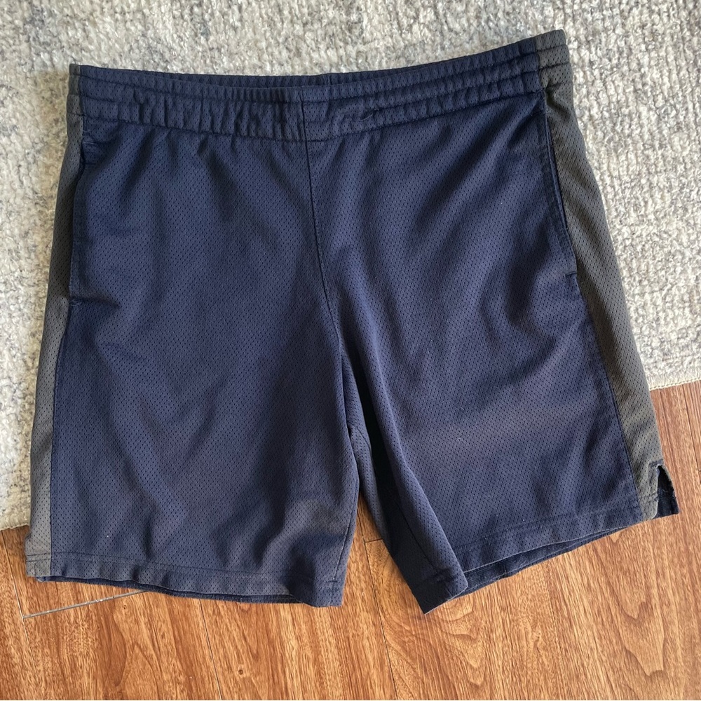 Prospirit athletic shorts navy blue with grey gray side stripe